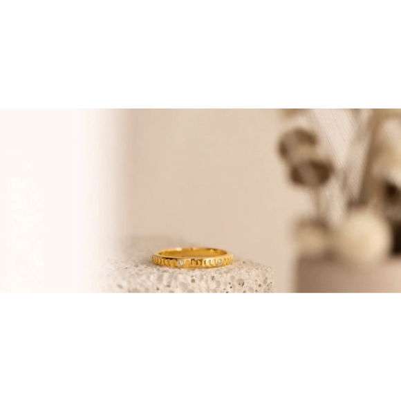 NEW Unisex 14k Gold-Plated S925 Engraved Moon Phases Simulated Diamond Ring Sz 6 - Picture 9 of 16